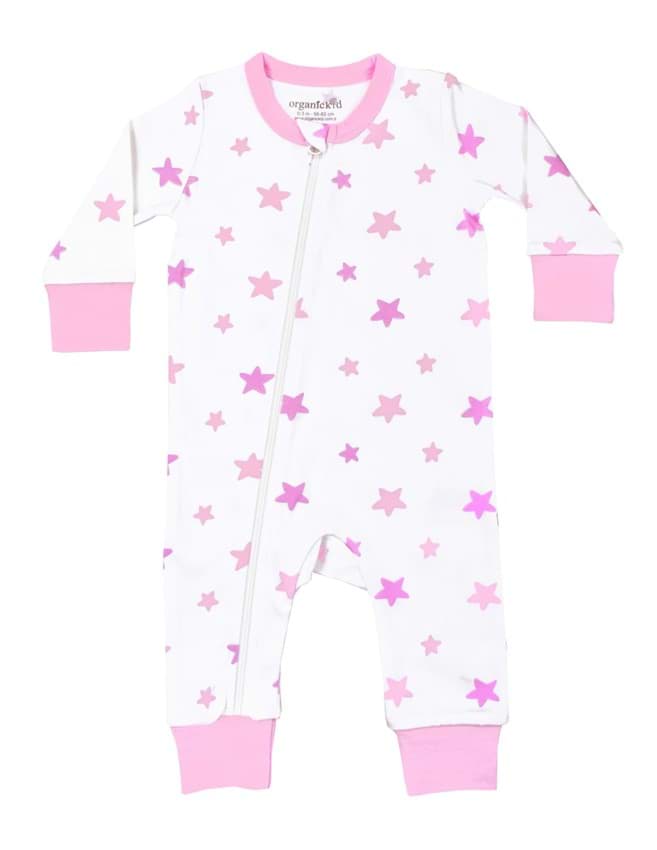 Pink Star Kız Bebek Fermuarlı Tulum resmi